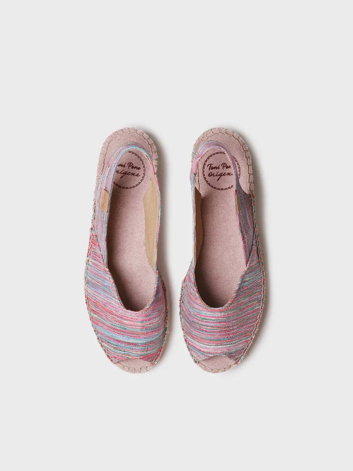 toni pons BERI-RG - Alpargata peep toe de mujer con cuña y tejido rayado | BERI-RG Superdescuento