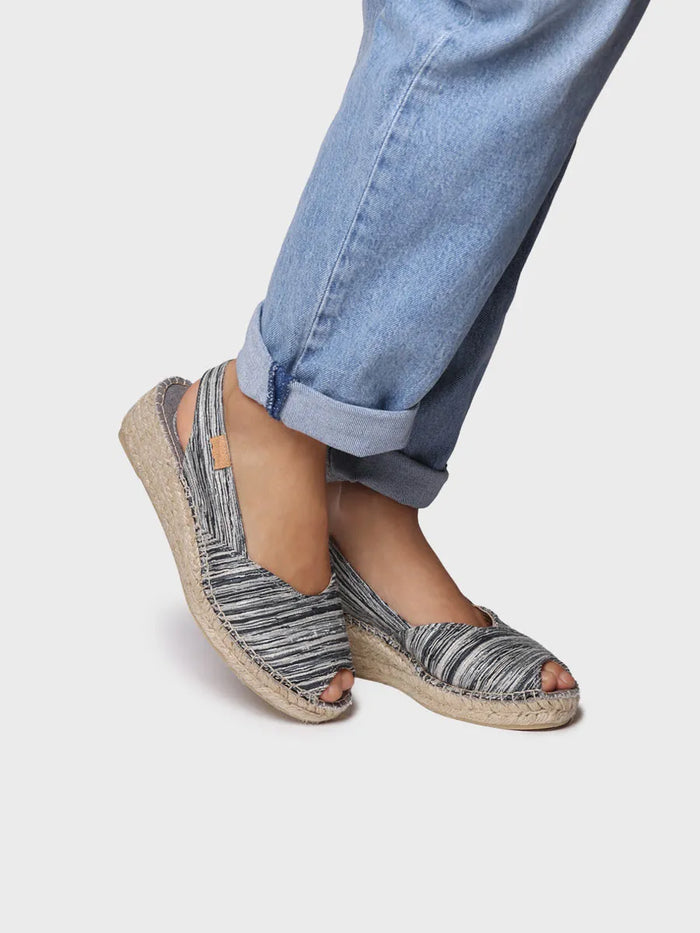 toni pons BERI-RG - Alpargata peep toe de mujer con cuña y tejido rayado | BERI-RG Grandes descuentos