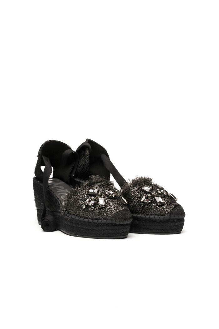 vidorreta Sandalia rafia cristal negro Tilo 5 Mejor oferta