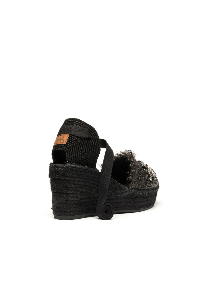 vidorreta Sandalia rafia cristal negro Tilo 5 Mejor oferta