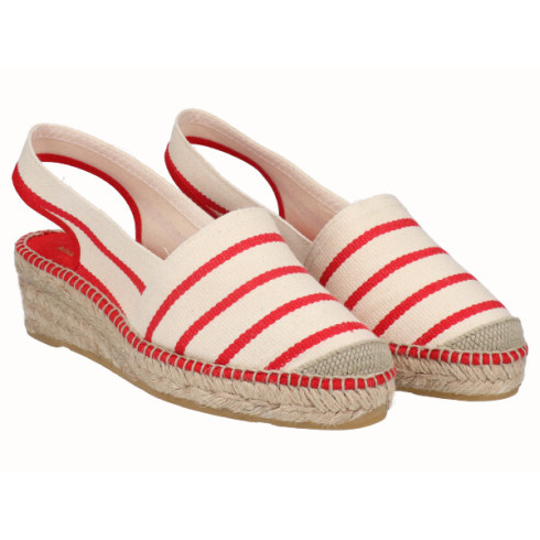 viguera Alpargata Cuña Baja Rayas Rojo Oferta exclusiva