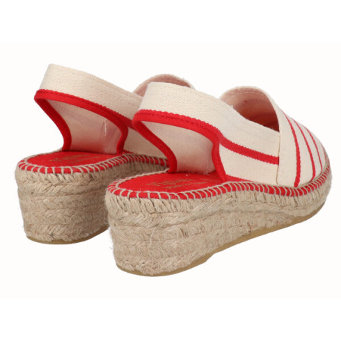 viguera Alpargata Cuña Baja Rayas Rojo Oferta exclusiva