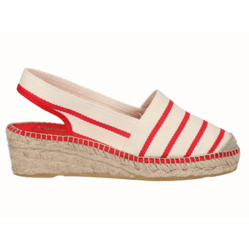 viguera Alpargata Cuña Baja Rayas Rojo Oferta exclusiva