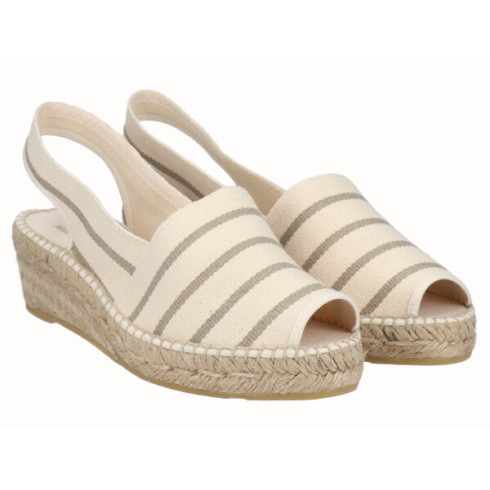 viguera Alpargata Peep Toes Cuña Baja Beig 2025
