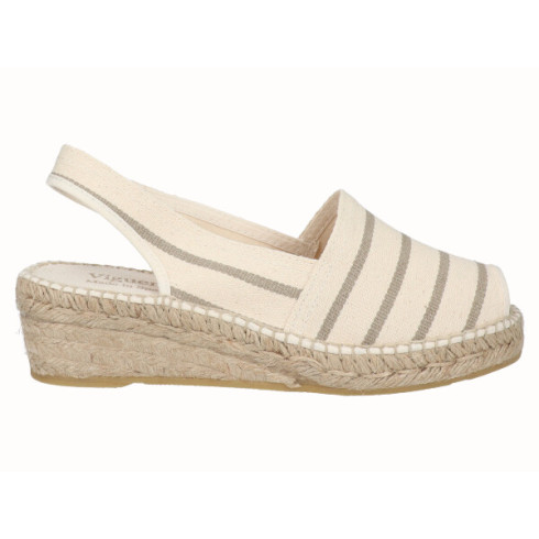 viguera Alpargata Peep Toes Cuña Baja Beig 2025