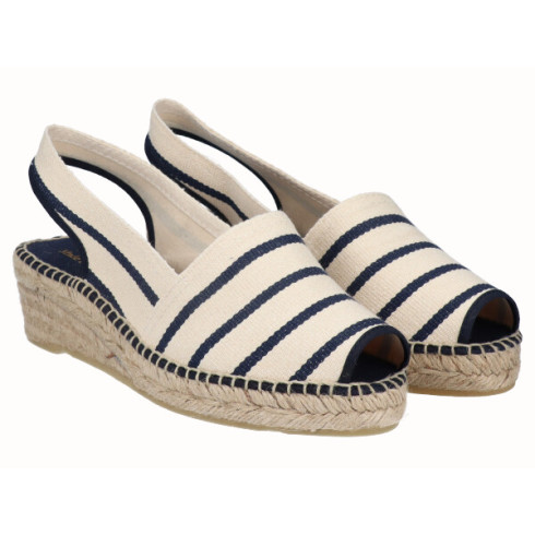 viguera Alpargata Peep Toes Cuña Baja Marino Outlet online