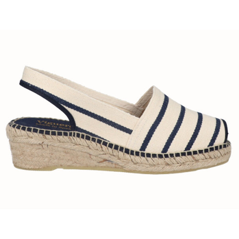 viguera Alpargata Peep Toes Cuña Baja Marino Outlet online
