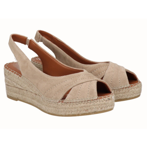 viguera Alpargata Peep Toes Cuña YuteFlex Beig Rebajas