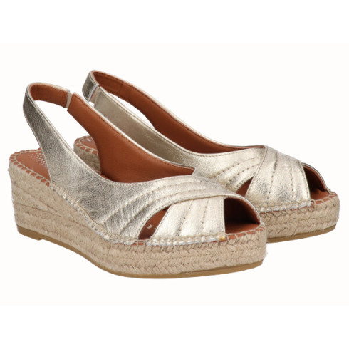 viguera Alpargata Peep Toes Cuña YuteFlex Oro Gran oferta