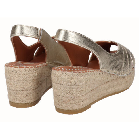 viguera Alpargata Peep Toes Cuña YuteFlex Oro Gran oferta