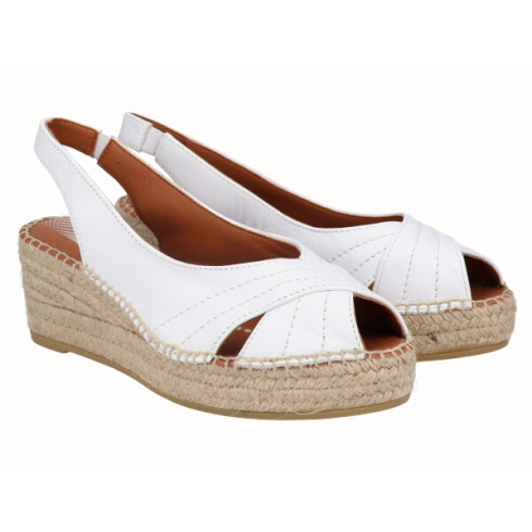 viguera Alpargata Peep Toes Cuña YuteFlex Blanco Rebajas de fábrica