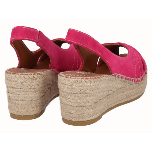 viguera Alpargata Peep Toes Cuña YuteFlex Fuxia Descuento