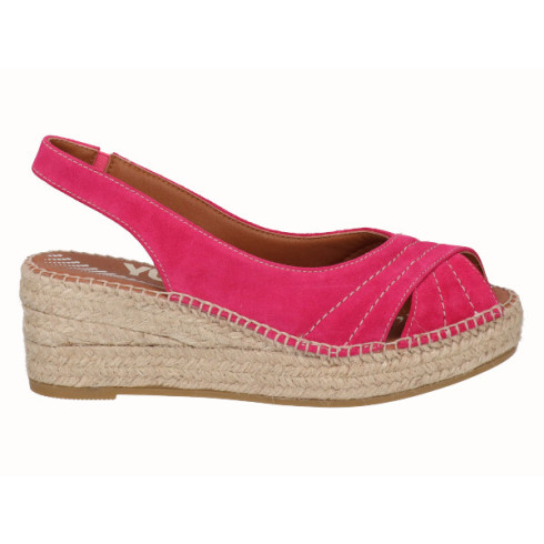 viguera Alpargata Peep Toes Cuña YuteFlex Fuxia Descuento