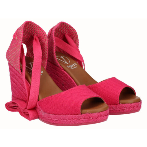viguera Alpargata Sandalia Cuña Alta Yute Fuxia Cintas Mejor oferta
