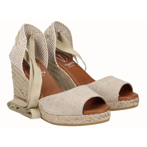 viguera Alpargata Sandalia Cuña Alta Yute Beig Cintas Rebajas online
