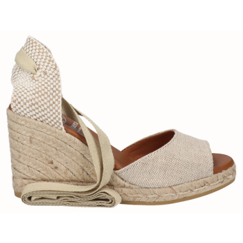 viguera Alpargata Sandalia Cuña Alta Yute Beig Cintas Rebajas online
