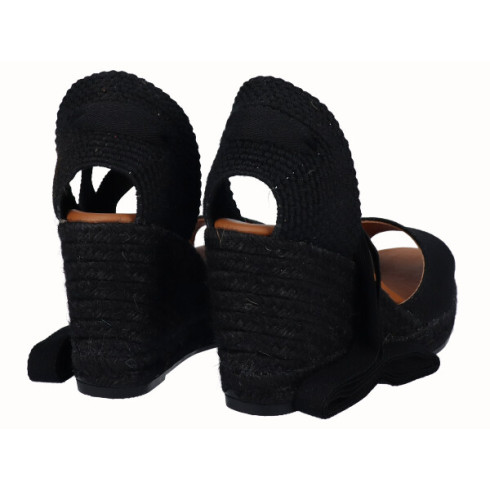 viguera Alpargata Sandalia Cuña Alta Yute Negro Cintas Rebajas top