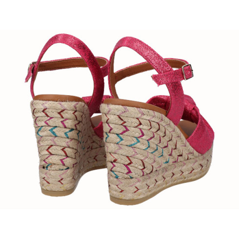 viguera Sandalia Cuña Alta Yute Fantasía Fuxia Oferta especial
