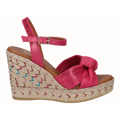 viguera Sandalia Cuña Alta Yute Fantasía Fuxia Oferta especial