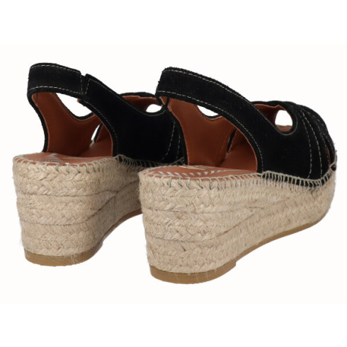 viguera Alpargata Peep Toes Cuña YuteFlex Negro ÚLTIMAS EDICIONES