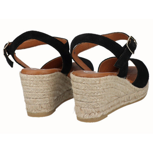 viguera Sandalia Cuña Media Yute Negro Descuento por venta flash