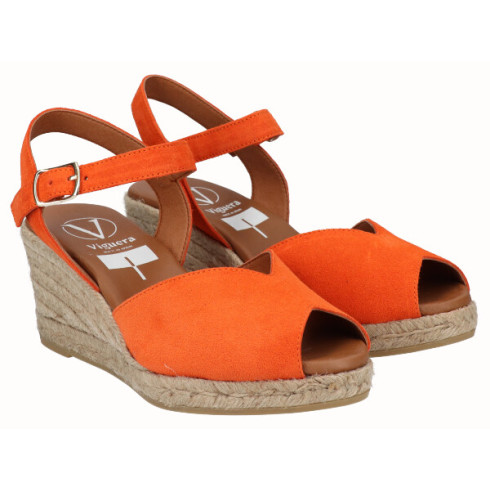 viguera Sandalia Cuña Media Yute Naranja Ofertas especiales