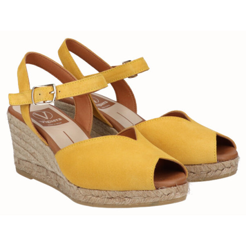 viguera Sandalia Cuña Media Yute Amarillo Grandes ahorros