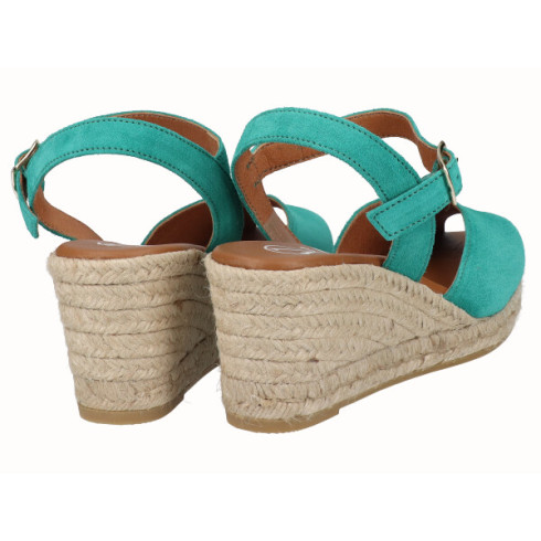viguera Sandalia Cuña Media Yute Verde Rebajas de fin de temporada