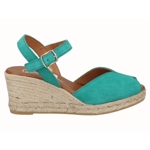 viguera Sandalia Cuña Media Yute Verde Rebajas de fin de temporada