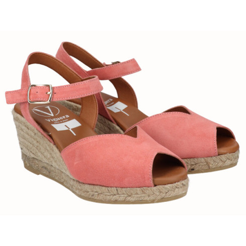 viguera Sandalia Cuña Media Yute Rosa Precio ultrabajo