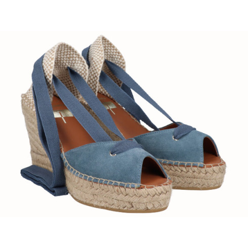 viguera Alpargata Peep Toes Cuña Yute Jeans Cintas Rebajas