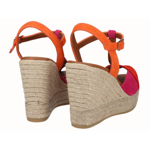 viguera Sandalia Cuña Alta Yute Combi Rojo Venta caliente
