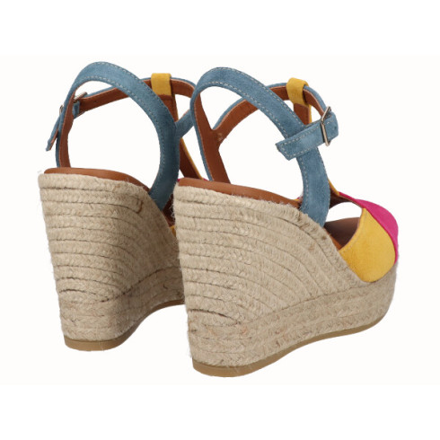 viguera Sandalia Cuña Alta Yute Combi Fuxia En oferta