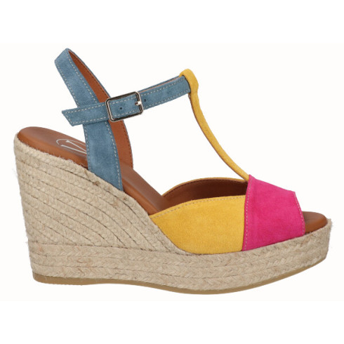 viguera Sandalia Cuña Alta Yute Combi Fuxia En oferta