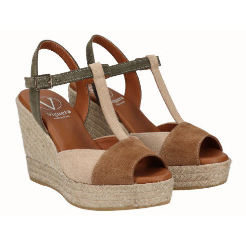 viguera Sandalia Cuña Alta Yute Combi Cuero Gran oferta