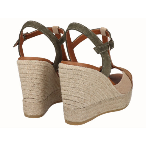 viguera Sandalia Cuña Alta Yute Combi Cuero Gran oferta