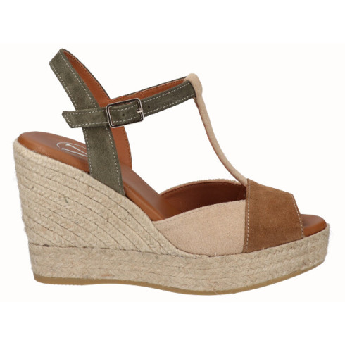 viguera Sandalia Cuña Alta Yute Combi Cuero Gran oferta