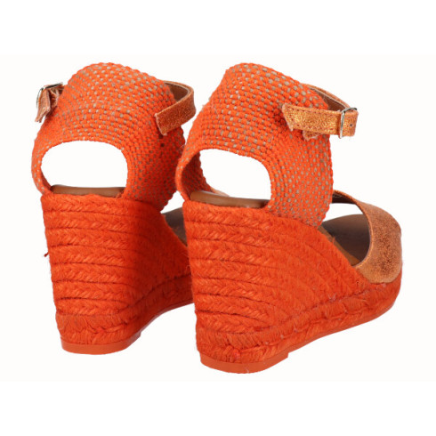 viguera Sandalia Yute Cuña Alta Naranja Descuento