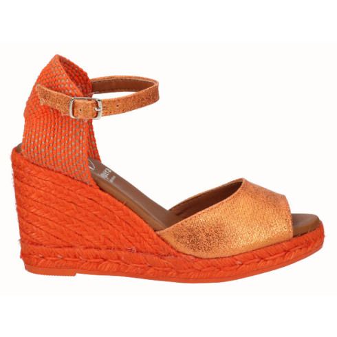 viguera Sandalia Yute Cuña Alta Naranja Descuento