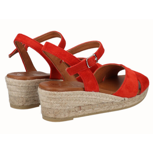 viguera Sandalia Cuña Media Yute Rojo Tienda