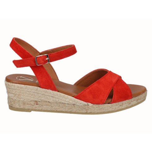 viguera Sandalia Cuña Media Yute Rojo Tienda