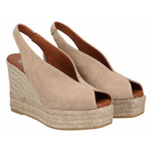 viguera Alpargata Peep Toes Cuña Alta Yute Beig Liquidación