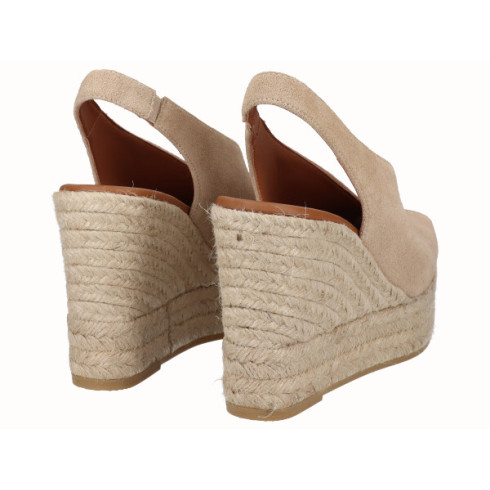 viguera Alpargata Peep Toes Cuña Alta Yute Beig Liquidación