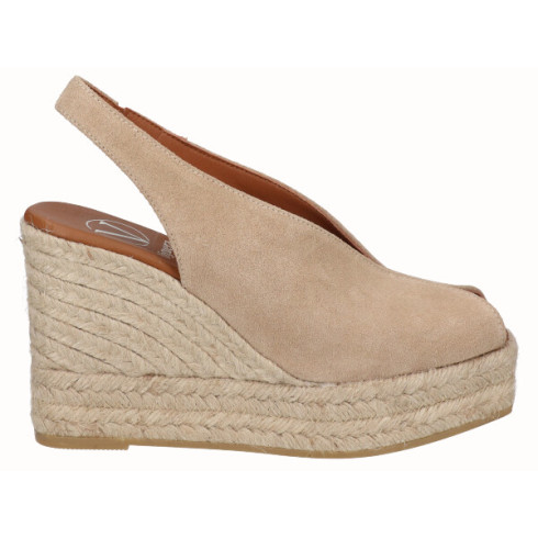 viguera Alpargata Peep Toes Cuña Alta Yute Beig Liquidación