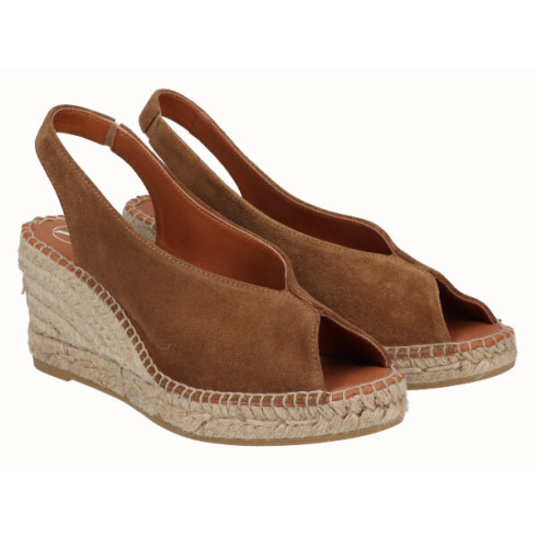 viguera Alpargata Peep Toes Cuña Media Cuero Rebajas top