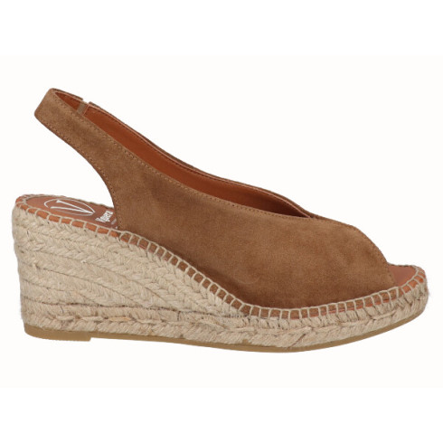 viguera Alpargata Peep Toes Cuña Media Cuero Rebajas top