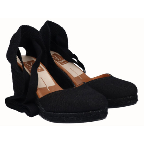 viguera Alpargata Cuña Alta Yute Negra Cintas Oferta especial