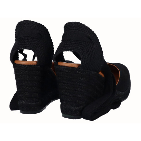 viguera Alpargata Cuña Alta Yute Negra Cintas Oferta especial