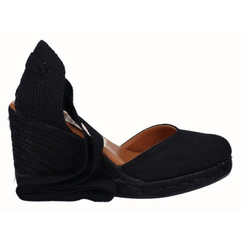 viguera Alpargata Cuña Alta Yute Negra Cintas Oferta especial