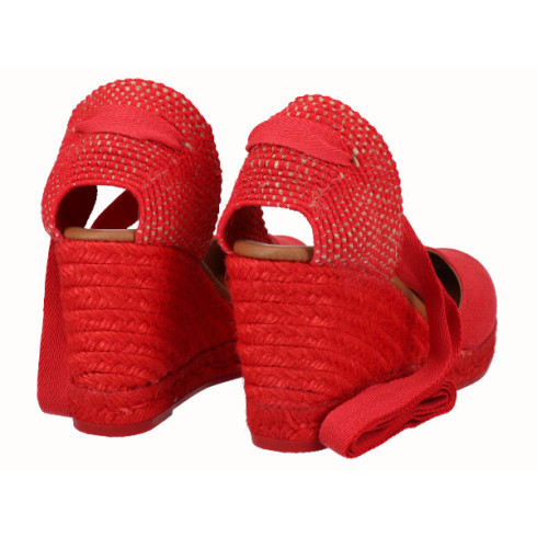 viguera Alpargata Cuña Alta Yute Rojo Cintas COMPRAR AHORA